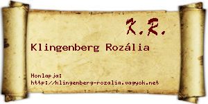 Klingenberg Rozália névjegykártya